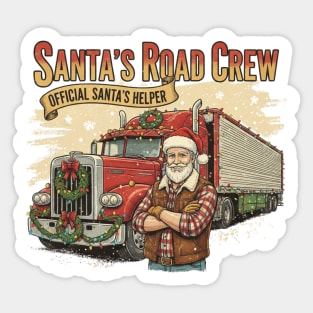 Santa’s Road Crew – Official Santa’s Helper Trucker Vintage Funny Holiday Trucking Gift Sticker
